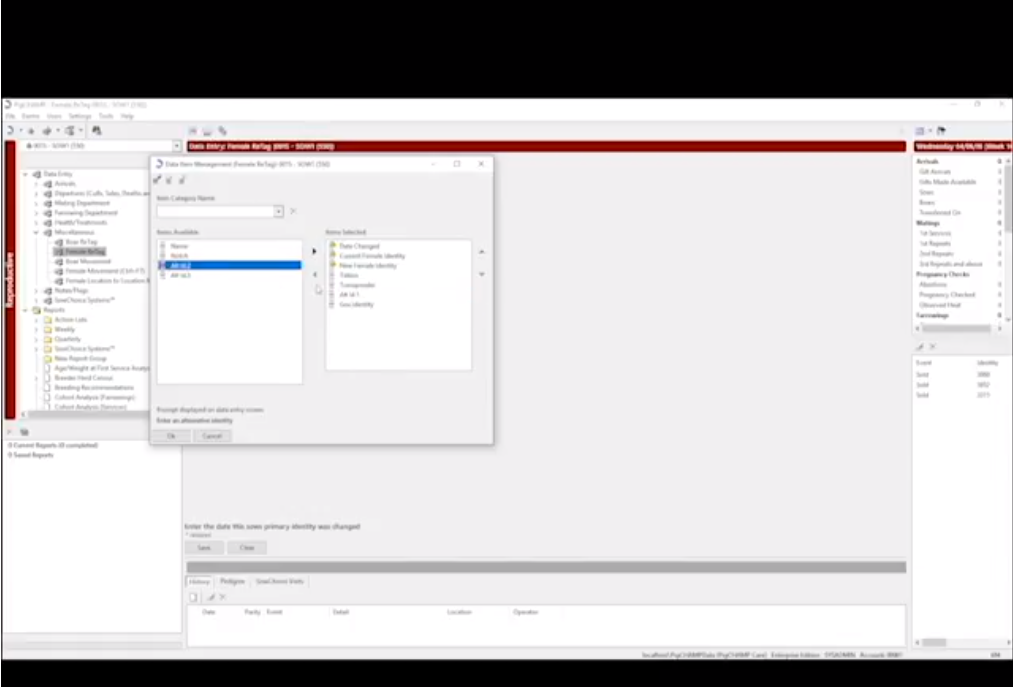 PigCHAMP Version 6.6.0 - Retag Event